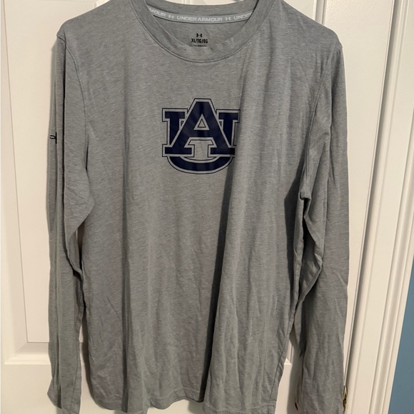 Under Armour Auburn University Gray Long Sleeve Shirt with Navy Logo - Picture 1 of 6